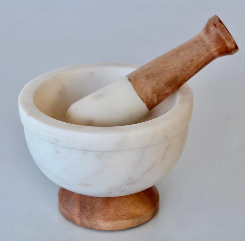 Marble & Wood Pestle & Mortar